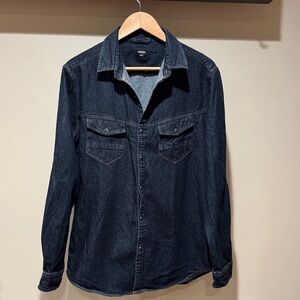 Classic Women's Dark Blue Denim Shirt
